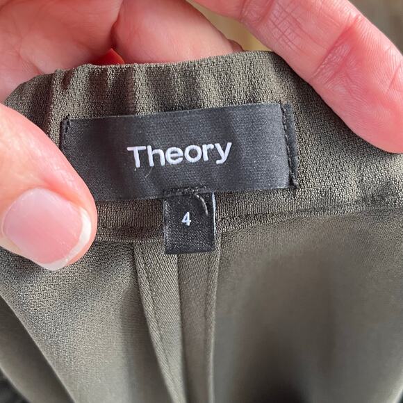 Theory Women's Olive Green Cropped Crepe Trousers Size 4 - Picture 4 of 6